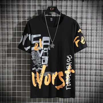 Short-Sleeved Youth CasualT-Shirt Balck top 4XL