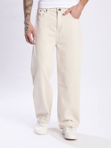 Cream casual pant